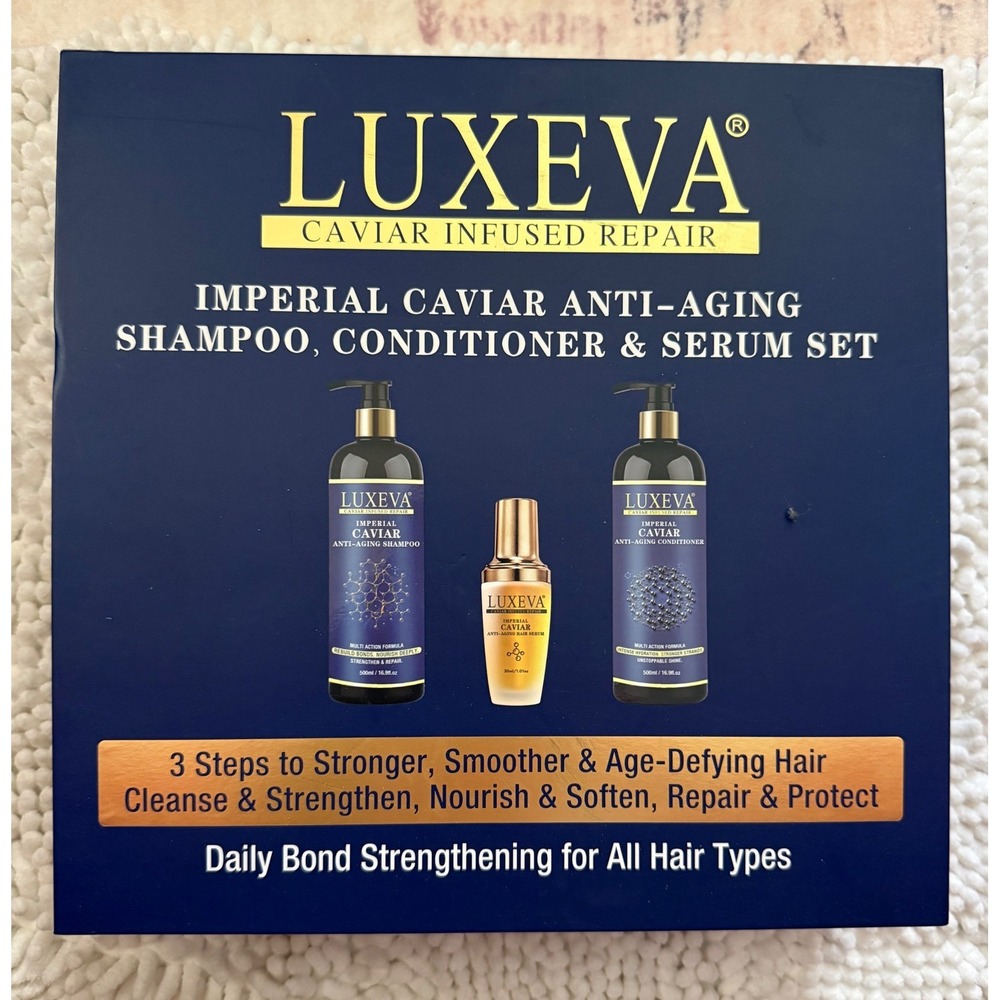 Luxeva Imperial Caviar Anti-Aging Shampoo Conditioner & Serum 3 Piece Hair Set